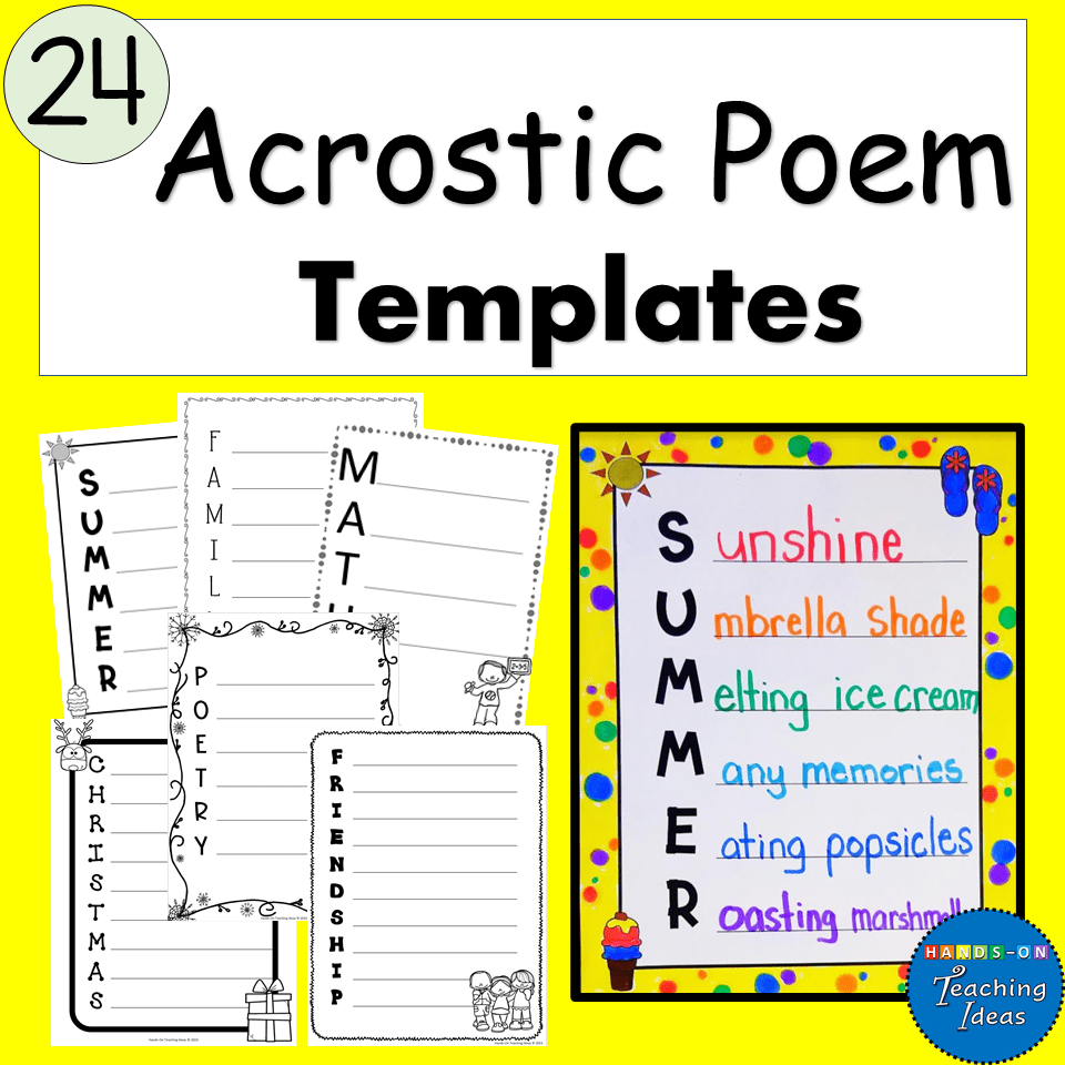 Acrostic Poem Templates For A Variety Of Holidays Subjects And Seasons Hands On Teaching Ideas