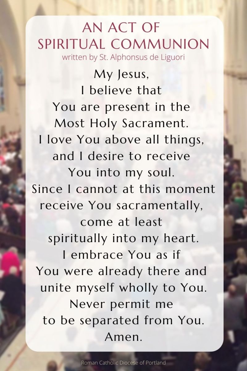 Act Of Spiritual Communion Diocese Of Portland
