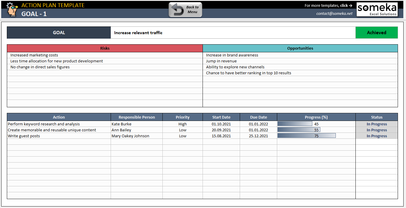 Action Plan Excel Template Free Download