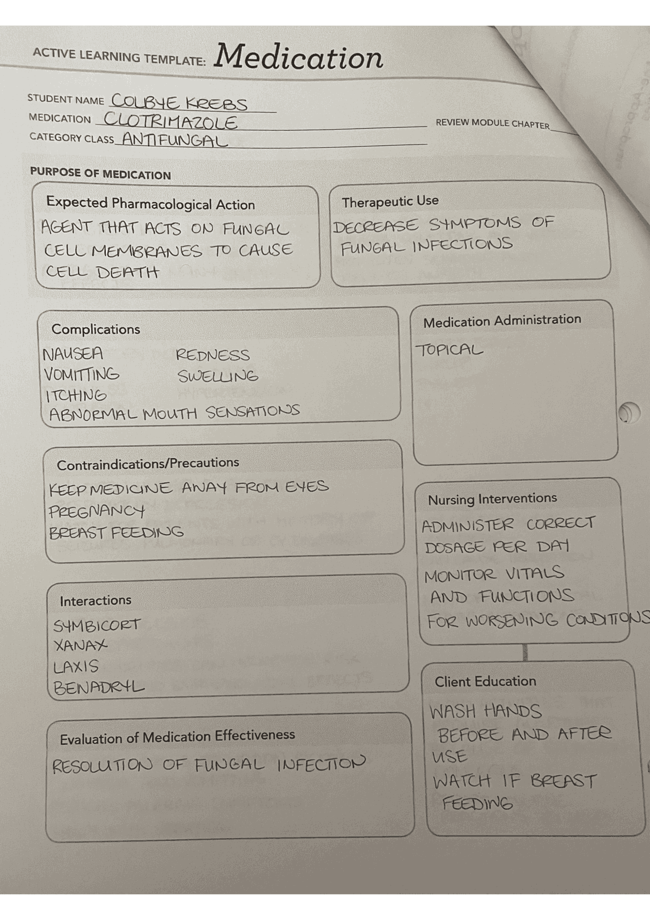 Active Learning Template Clotrimazole Study Notes Nursing Docsity