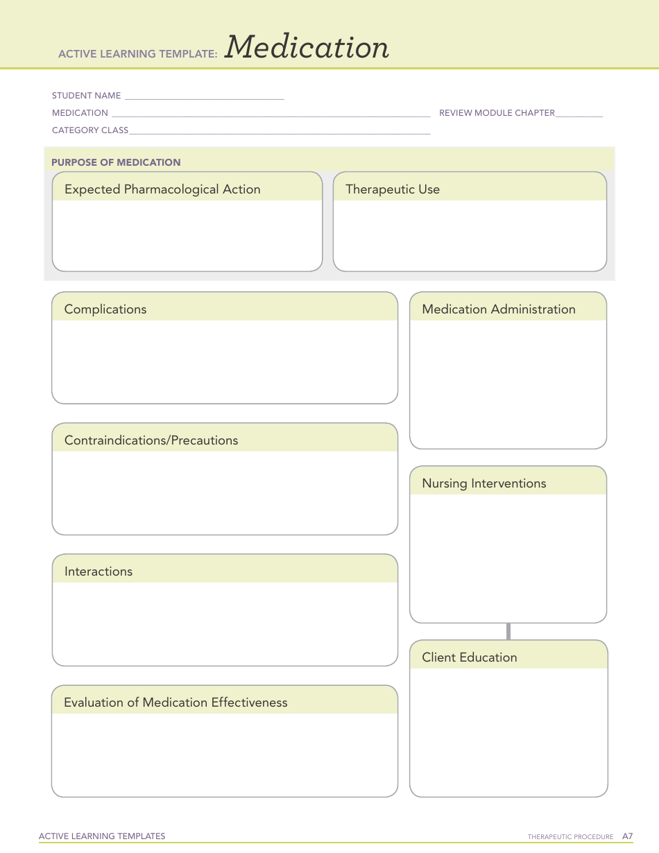 Active Learning Template Medication Download Fillable PDF Templateroller
