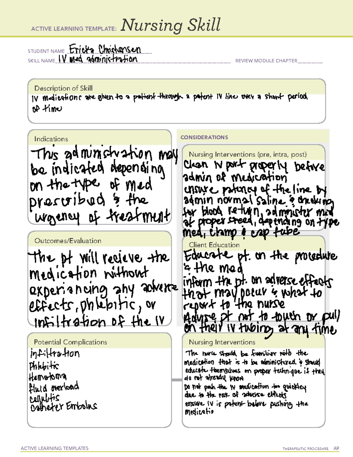 Active Learning Template Nursing Skill Form Copy ACTIVE LEARNING TEMPLATES THERAPEUTIC PROCEDURE A Studocu