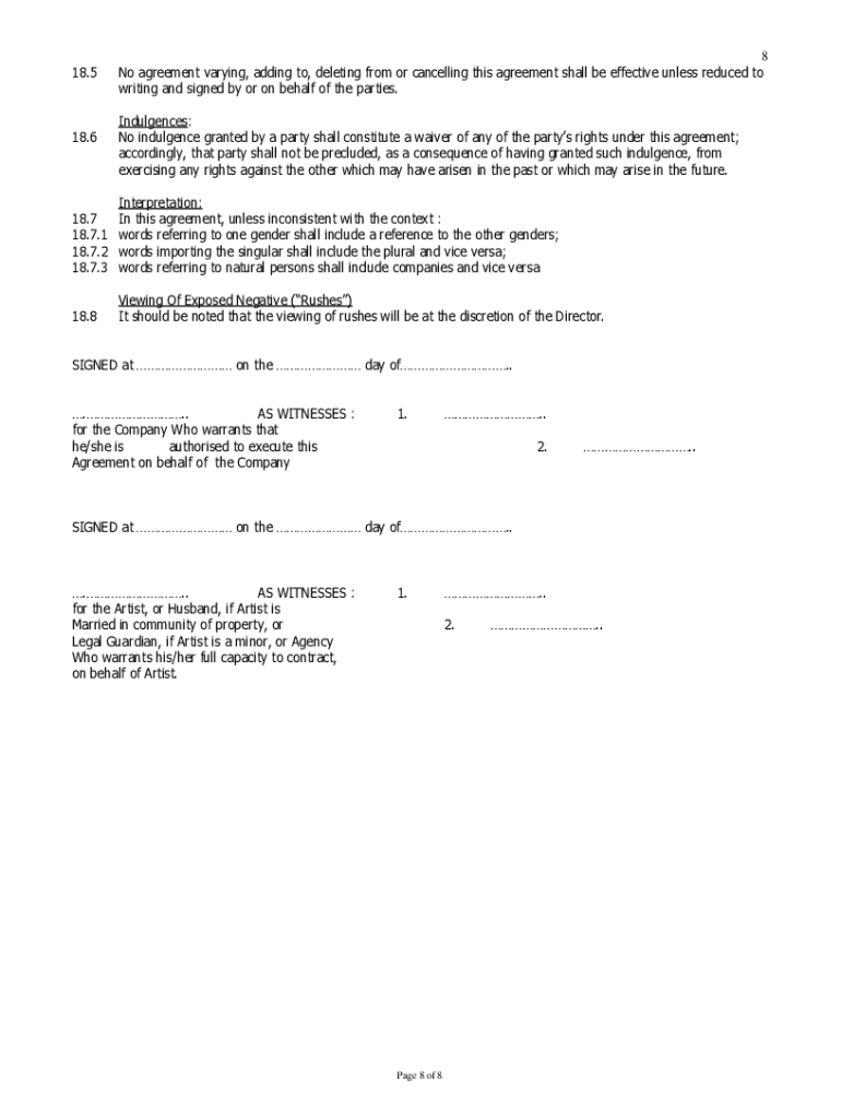 Actor Contract Template Fill Out Sign Online DocHub