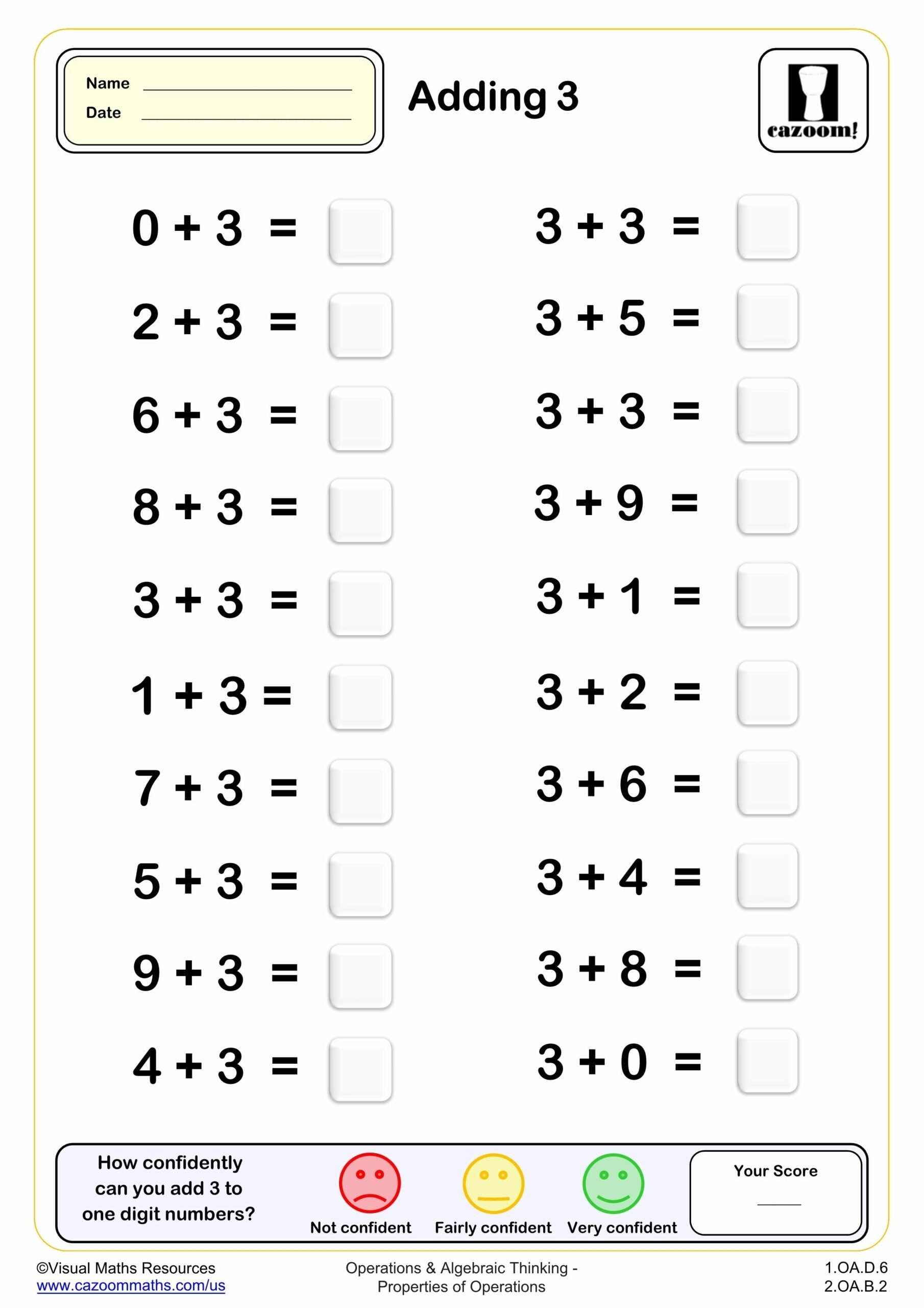 Adding 3 20 Questions PDF Printable Addition Worksheets Adding 3 20 Questions PDF Printable Addition Worksheets