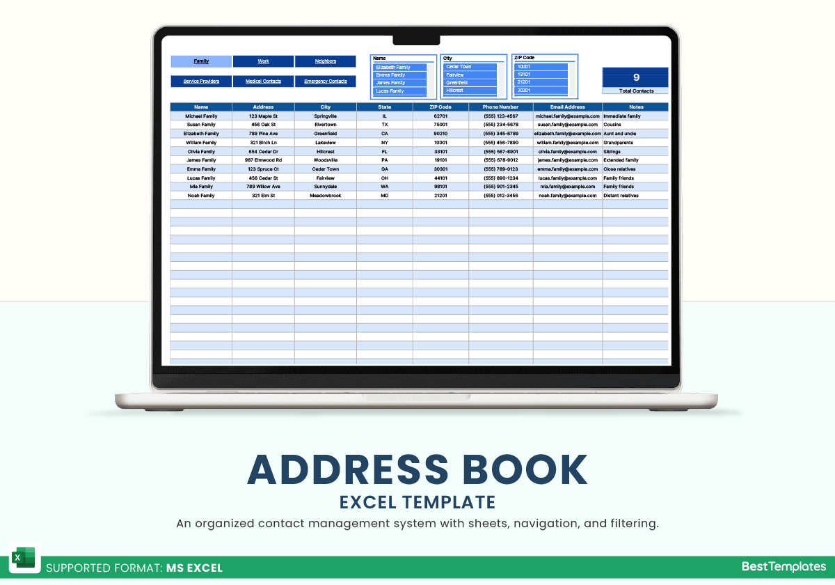 Address Book Excel Template Best Templates
