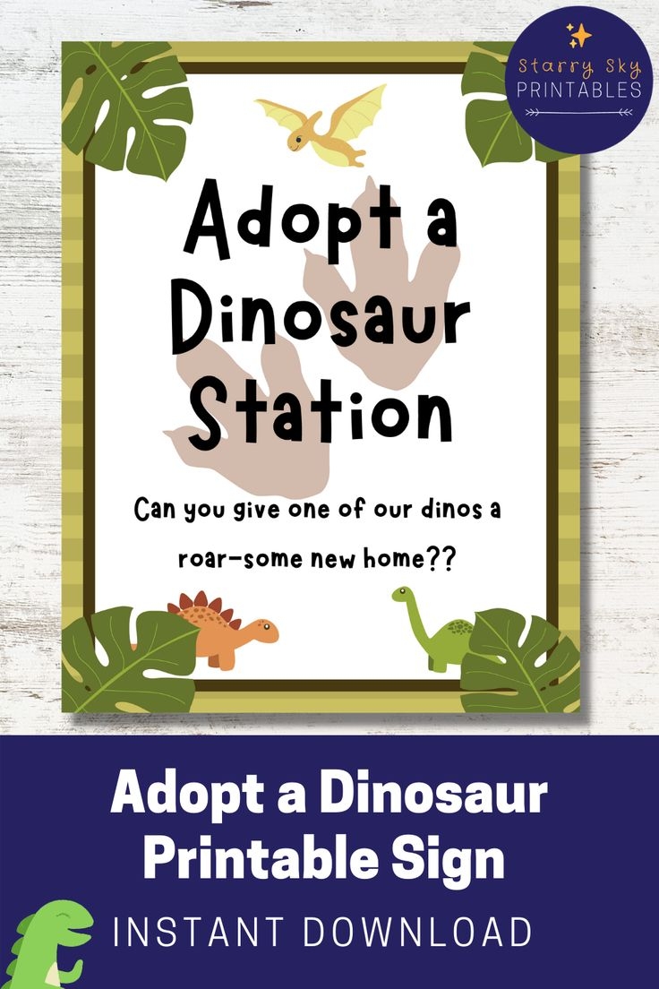Adopt A Dinosaur Printable Sign Certificate
