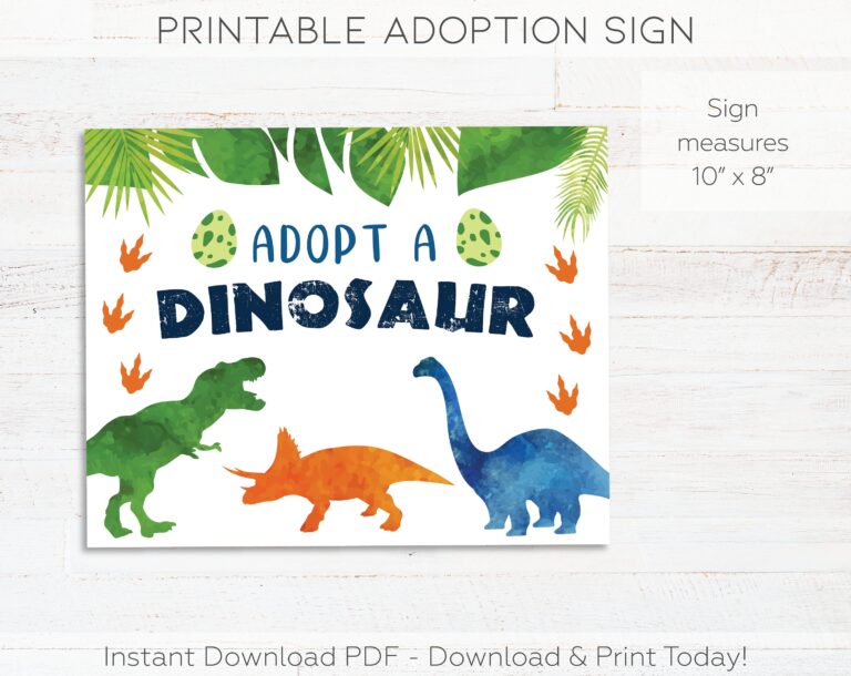 Adopt A Dinosaur Printable Sign Dinosaur Adoption Certificates Boy Dinosaur Birthday Party Sign Dinosaur Decorations Instant Download Etsy
