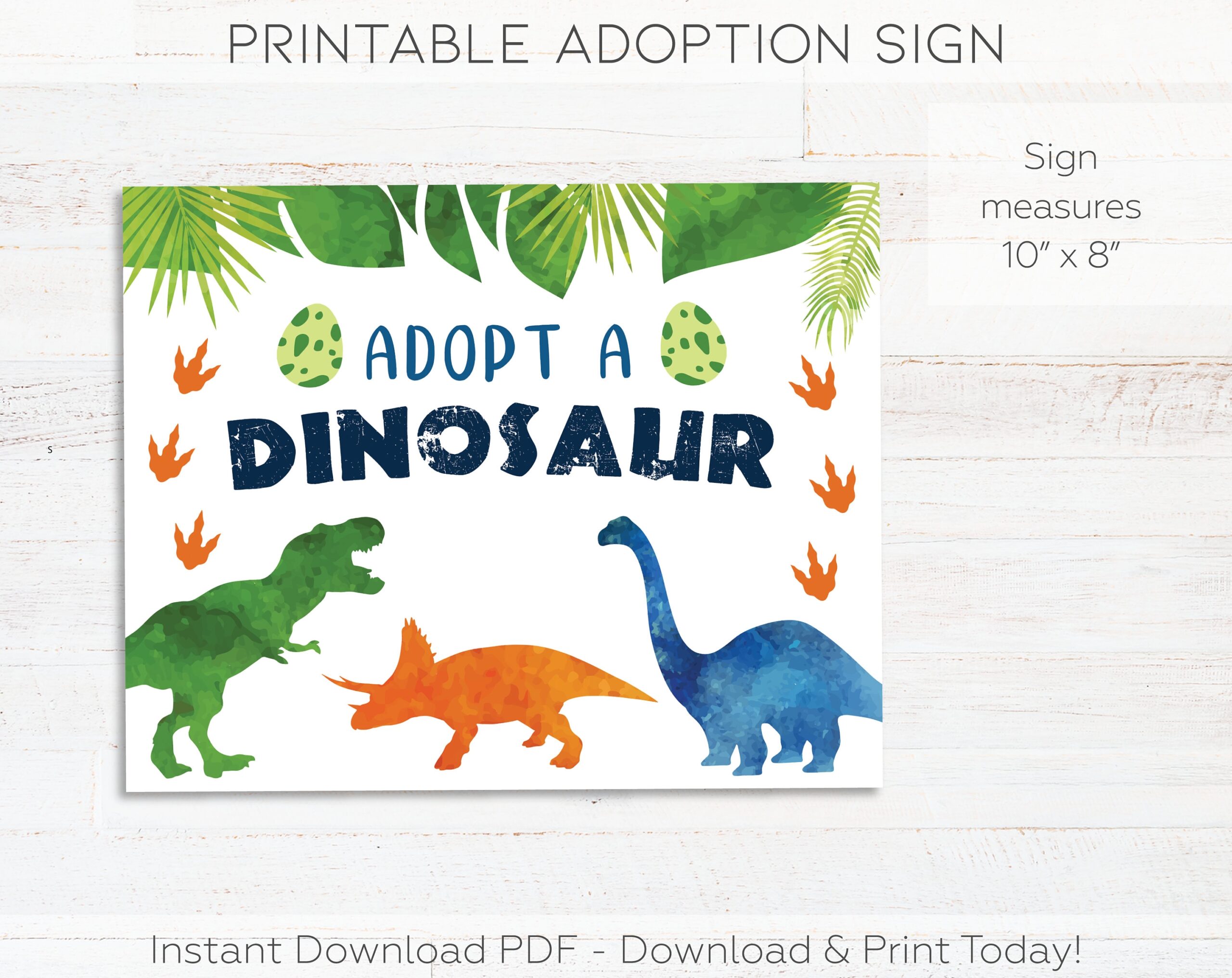Adopt A Dinosaur Printable Sign Dinosaur Adoption Certificates Boy Dinosaur Birthday Party Sign Dinosaur Decorations Instant Download Etsy