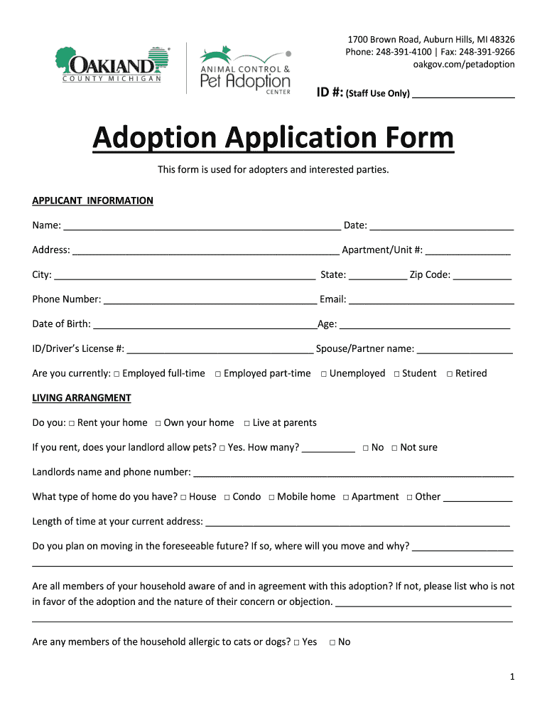 Adoption Form Fill Out Sign Online DocHub