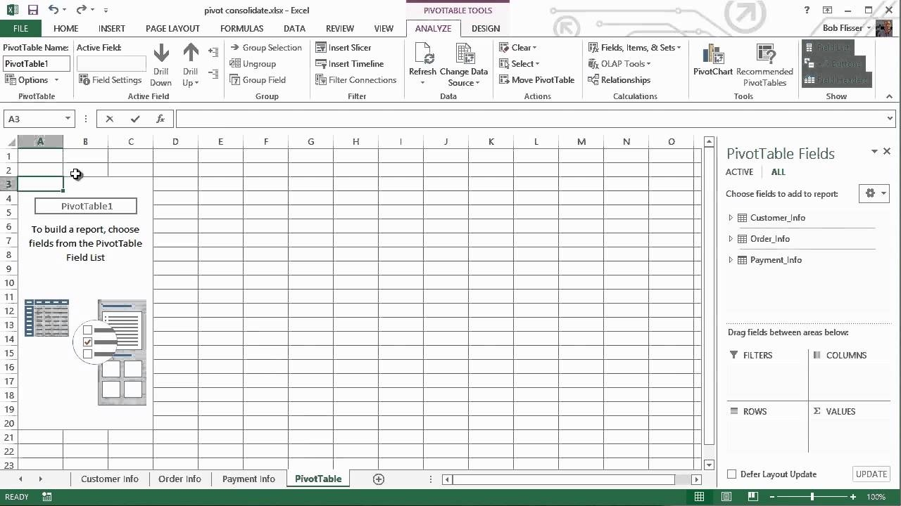 Advanced PivotTables Combining Data From Multiple Sheets YouTube