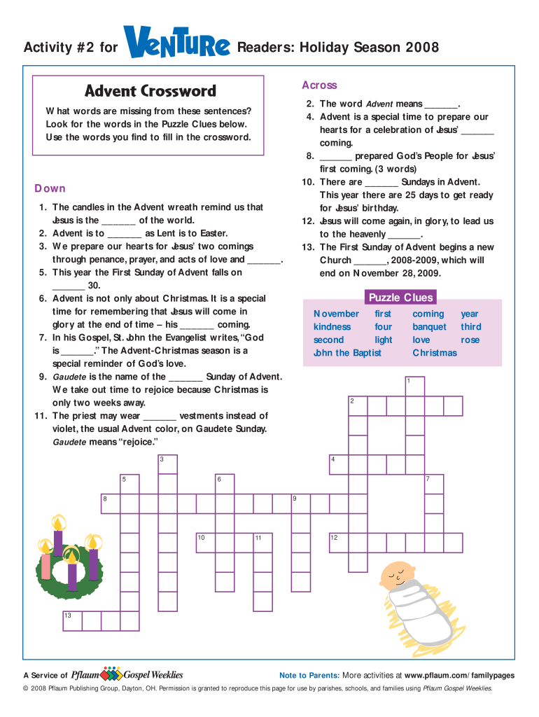 Advent Crossword Puzzle Printable Fill Out Sign Online DocHub