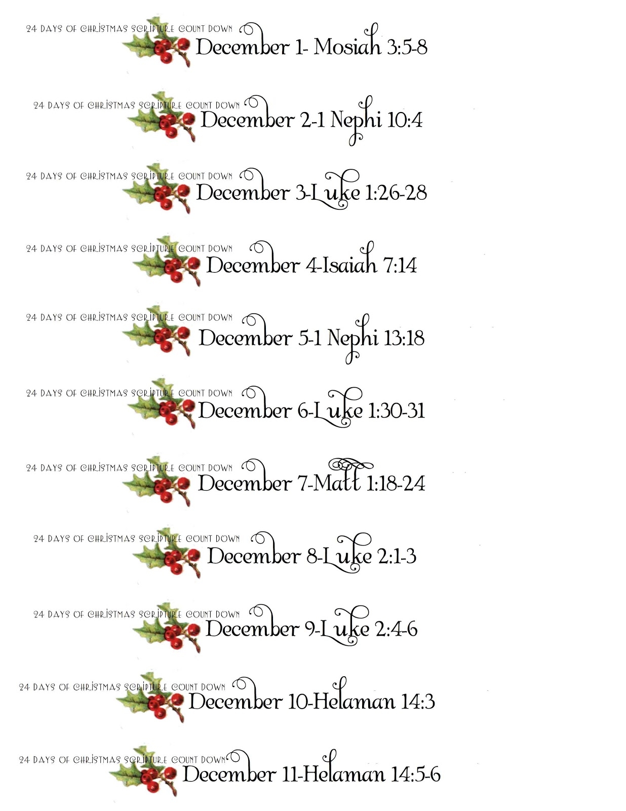 advent verses printable