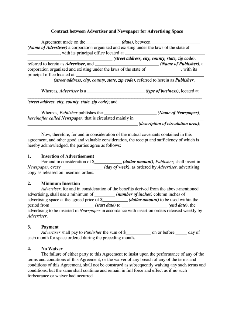 Advertising Contract Fill Out Sign Online DocHub