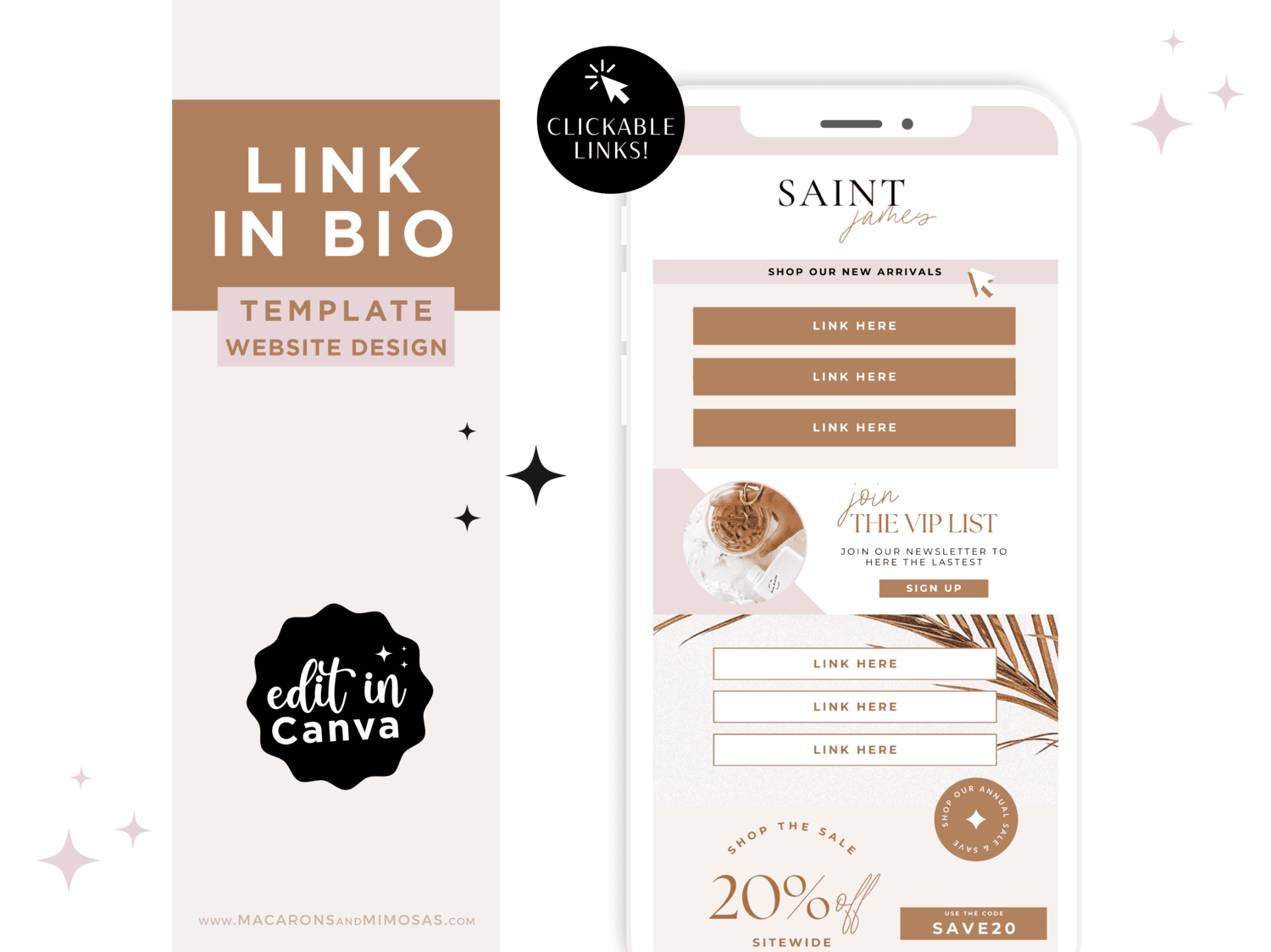 Aesthetic Bio Template In Boho Chic Macarons And Mimosas