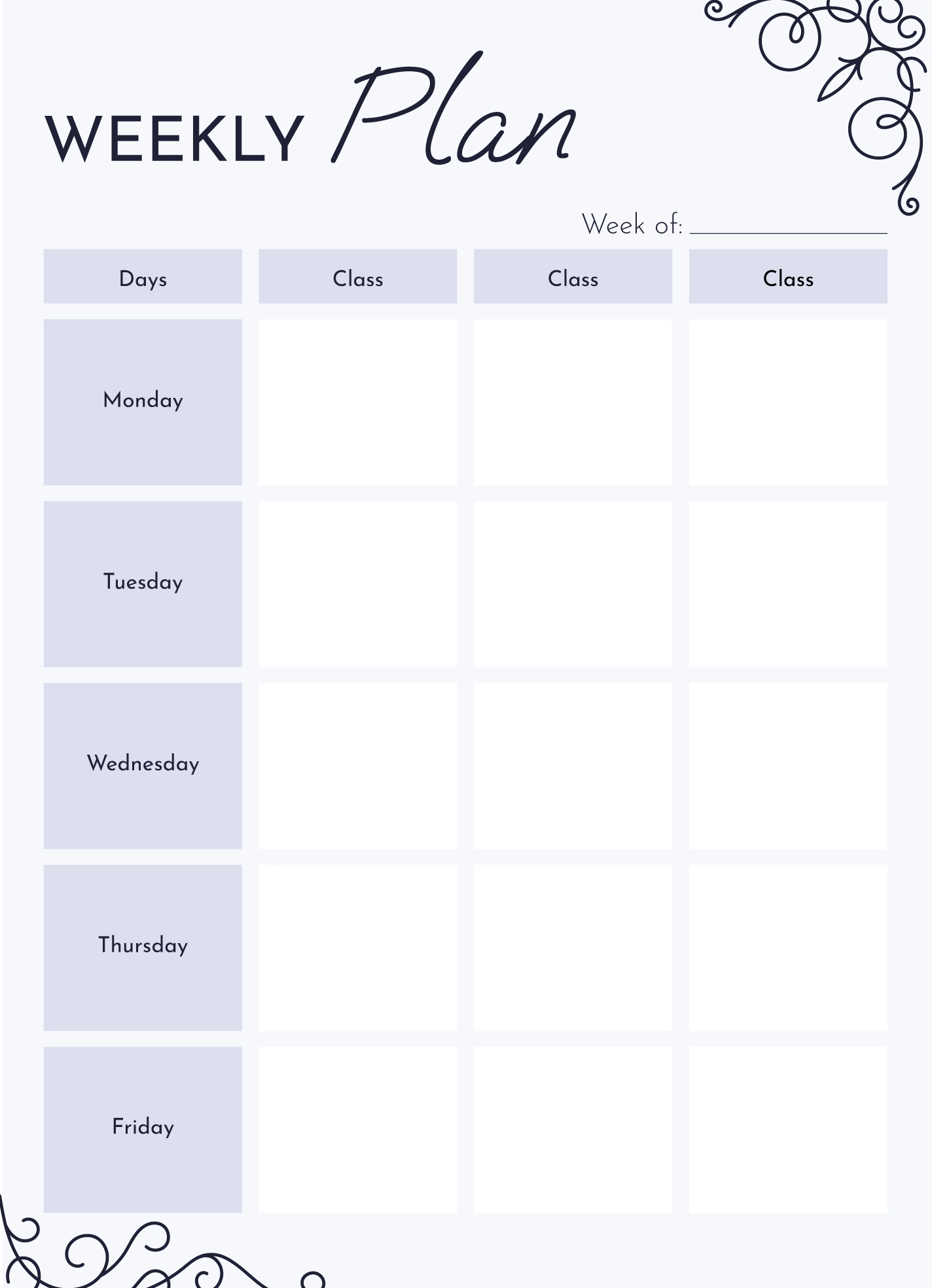 Aesthetic Class Schedule Free Google Docs Template Gdoc io