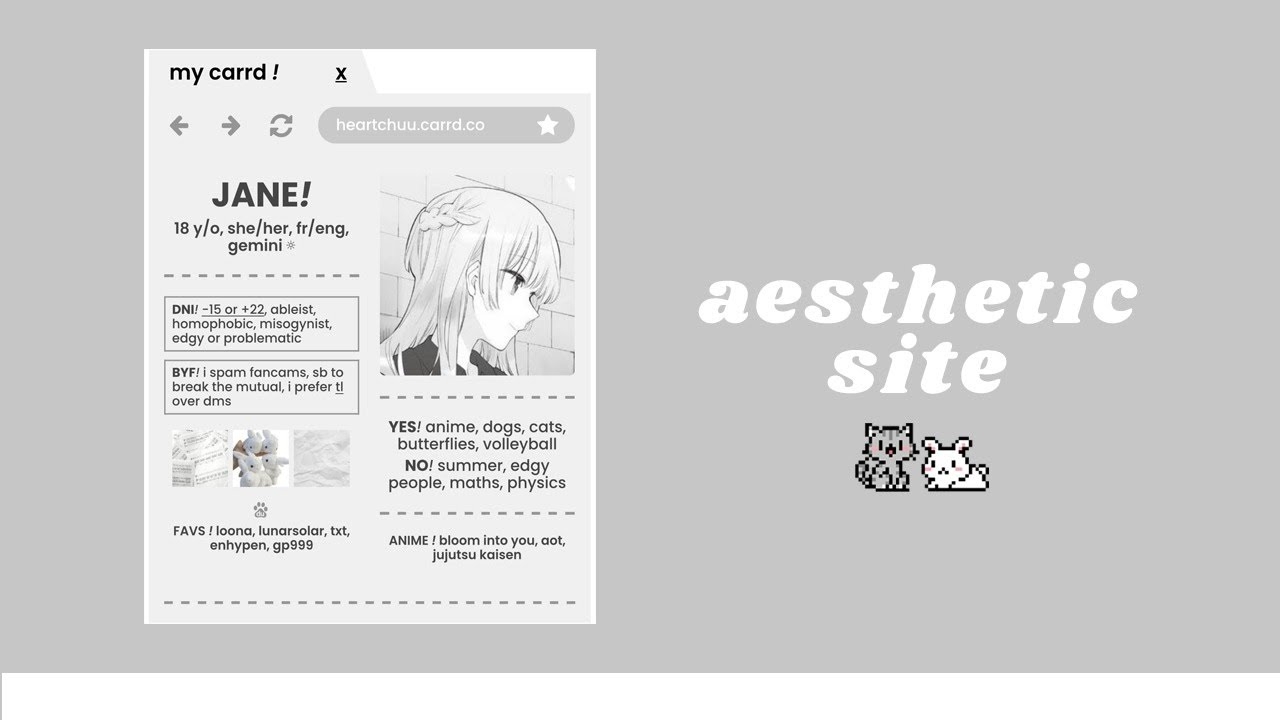 aesthetic carrd template