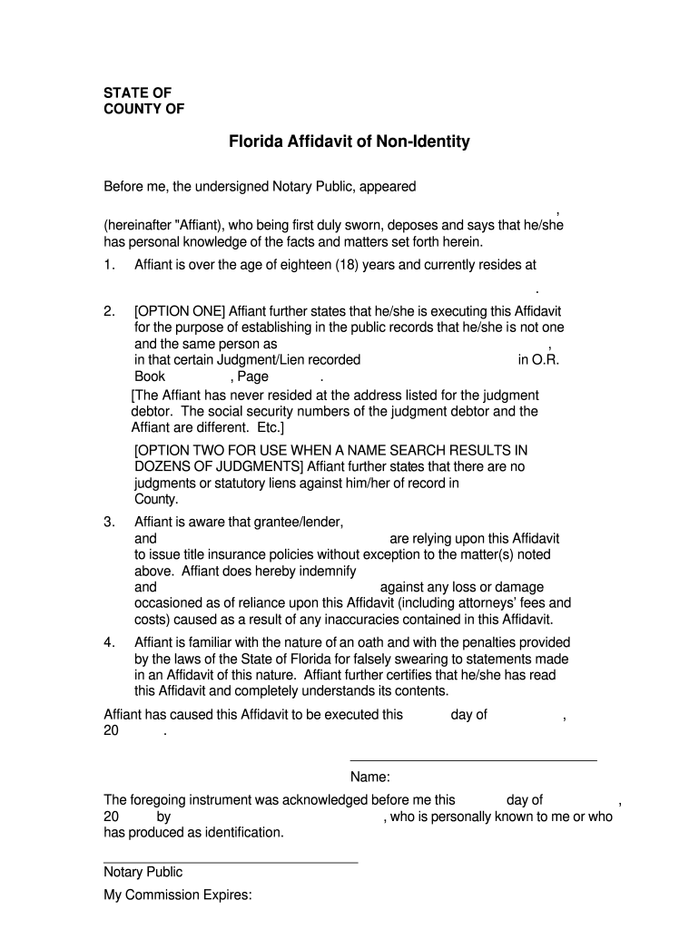 Affidavit Florida Law Fill Online Printable Fillable Blank PdfFiller