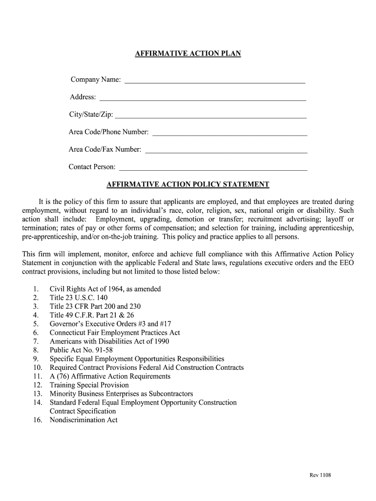 Affirmative Action Plan Template Word Fill Out Sign Online DocHub