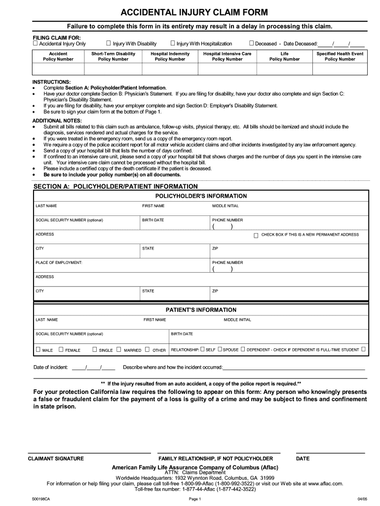 Aflac Claim Forms Fill Out Sign Online DocHub