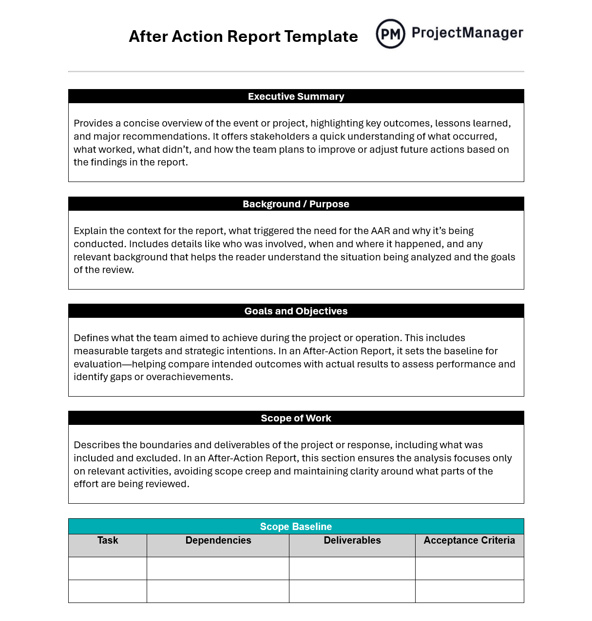 After Action Report Template For Word Free Download 