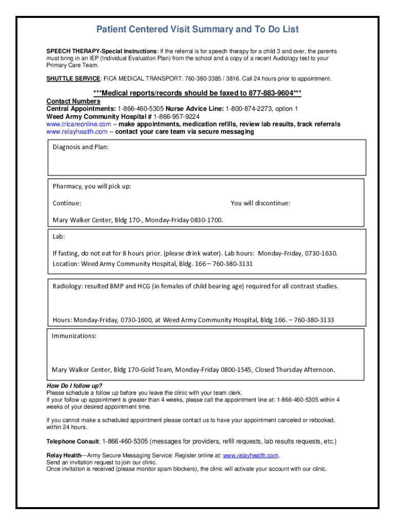 After Visit Summary Template Fill Out Sign Online DocHub