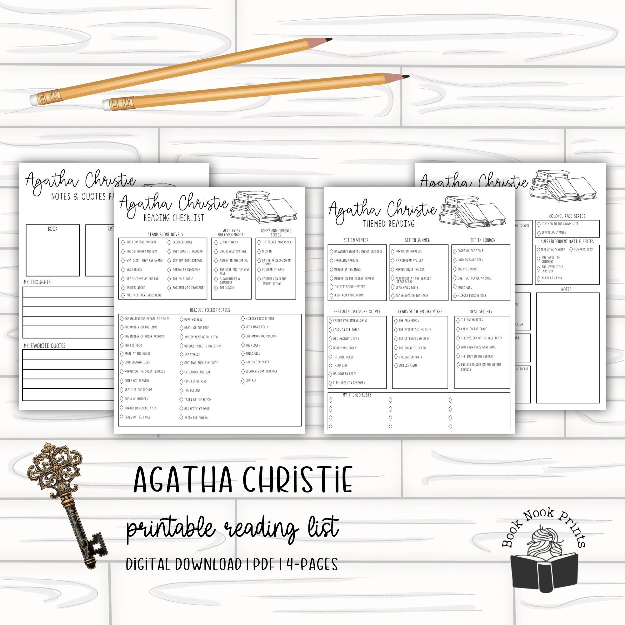 Agatha Christie Reading Checklist Printable Reading List Book Tracker Reading Journal Mystery Book Tracker Etsy
