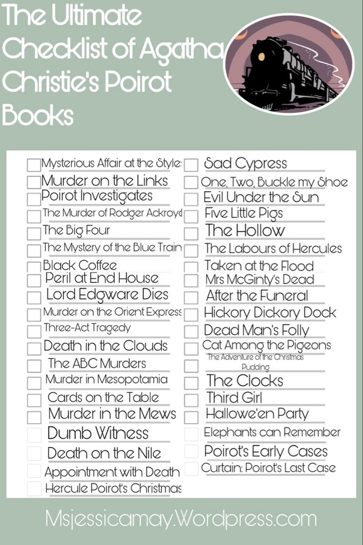agatha christie books in order printable list