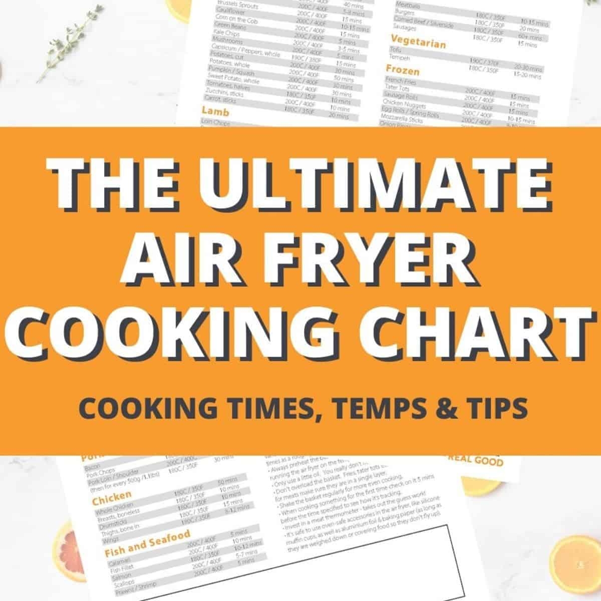 air fryer cook times printable