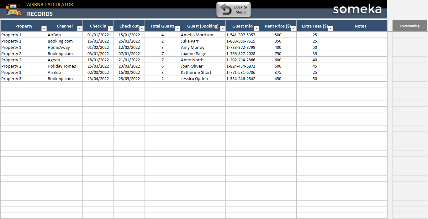 Airbnb Calculator Excel Template Airbnb Income And Expenses