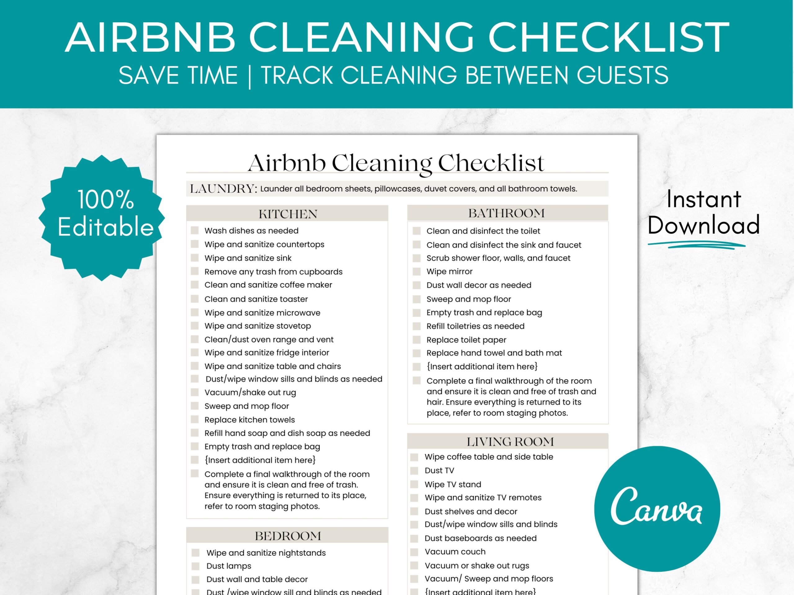 Airbnb Cleaning Checklist Editable Airbnb Printable Cleaning Template VRBO Vacation Rental Housekeeping Checklist Airbnb Clean List Etsy