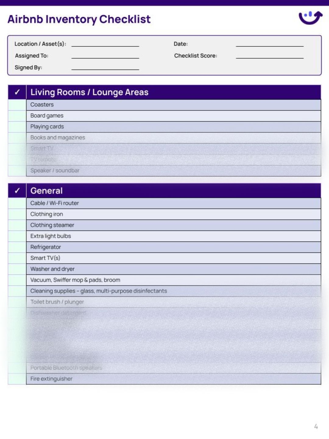 Airbnb Inventory Checklist Xenia Templates