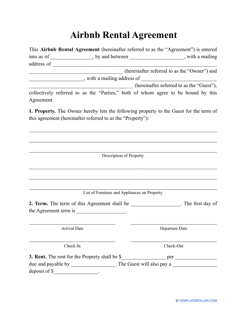 Airbnb Rental Agreement Template Fill Out Sign Online And Download PDF Templateroller