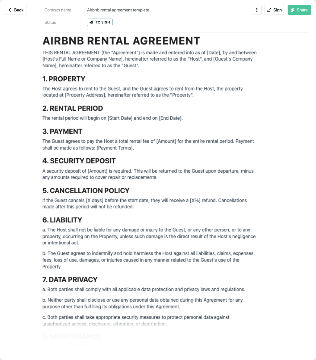 Airbnb Rental Agreement Template Free To Download