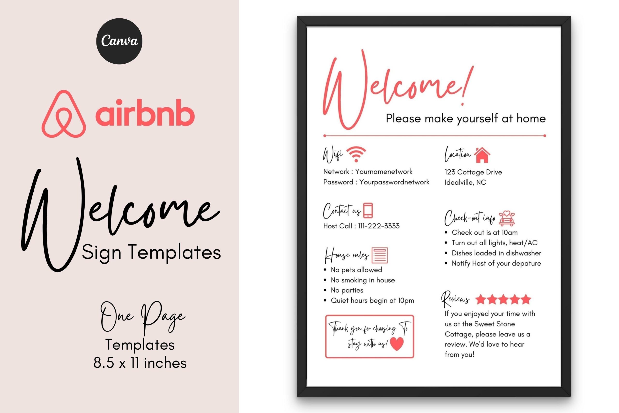 Airbnb Welcome Sign Templates Edit In Canva 1