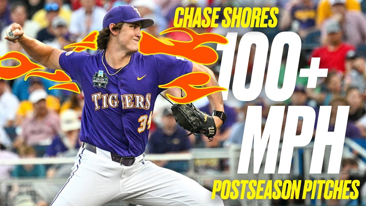 All 47 100 Mph Pitches From Chase Shores In The 2025 NCAA Baseball Tournament YouTube