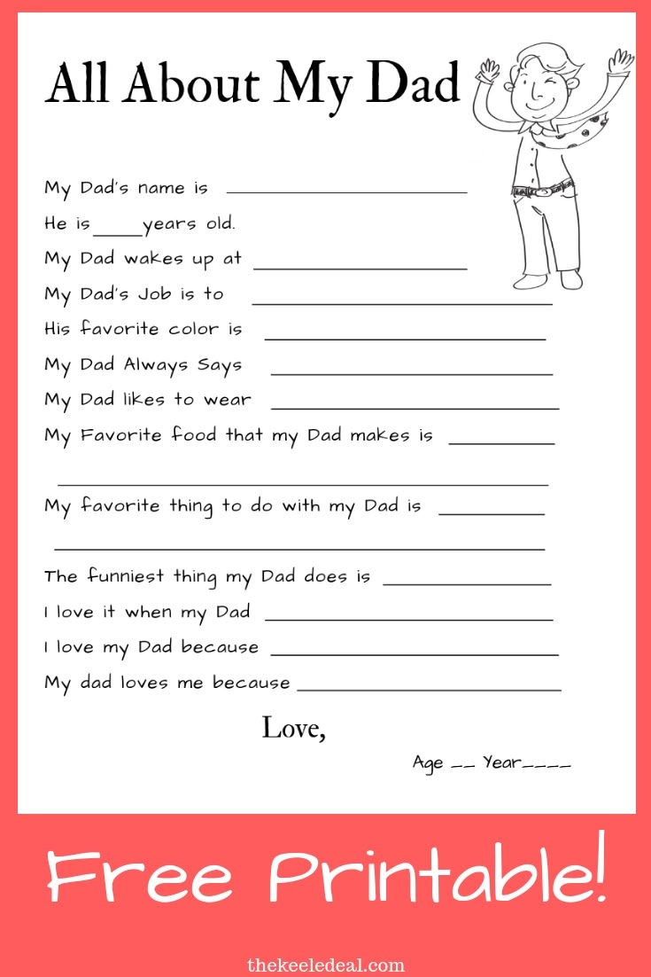 all about my daddy free printable