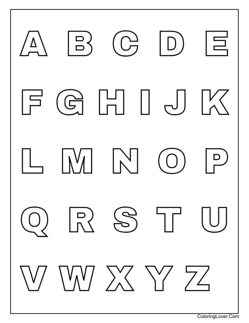 Alphabet Coloring Pages Free Printable A Z Letters In PDF  Alphabet Coloring Pages Free Printable A Z Letters In PDF