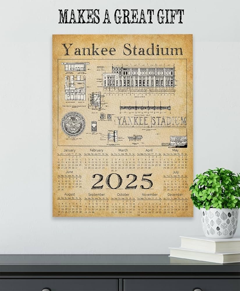 Amazon Calendar 2025 Poster Yankee Stadium Of New York Blueprints Unframed Print Great Gift And Decor For Sports Bar And Baseball Fans 18 X 24 Home Kitchen