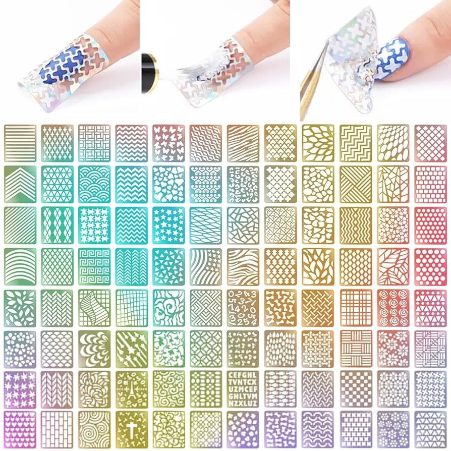 Amazon MOLILON Airbrush Stencils For Nails Air Brush Nail Stickers Decals Printing Templates Stencil Tool Number Star Heart Butterfly Flower Hollow Nail Art Stickers 288 Designs 24 Sheets Beauty Personal Care