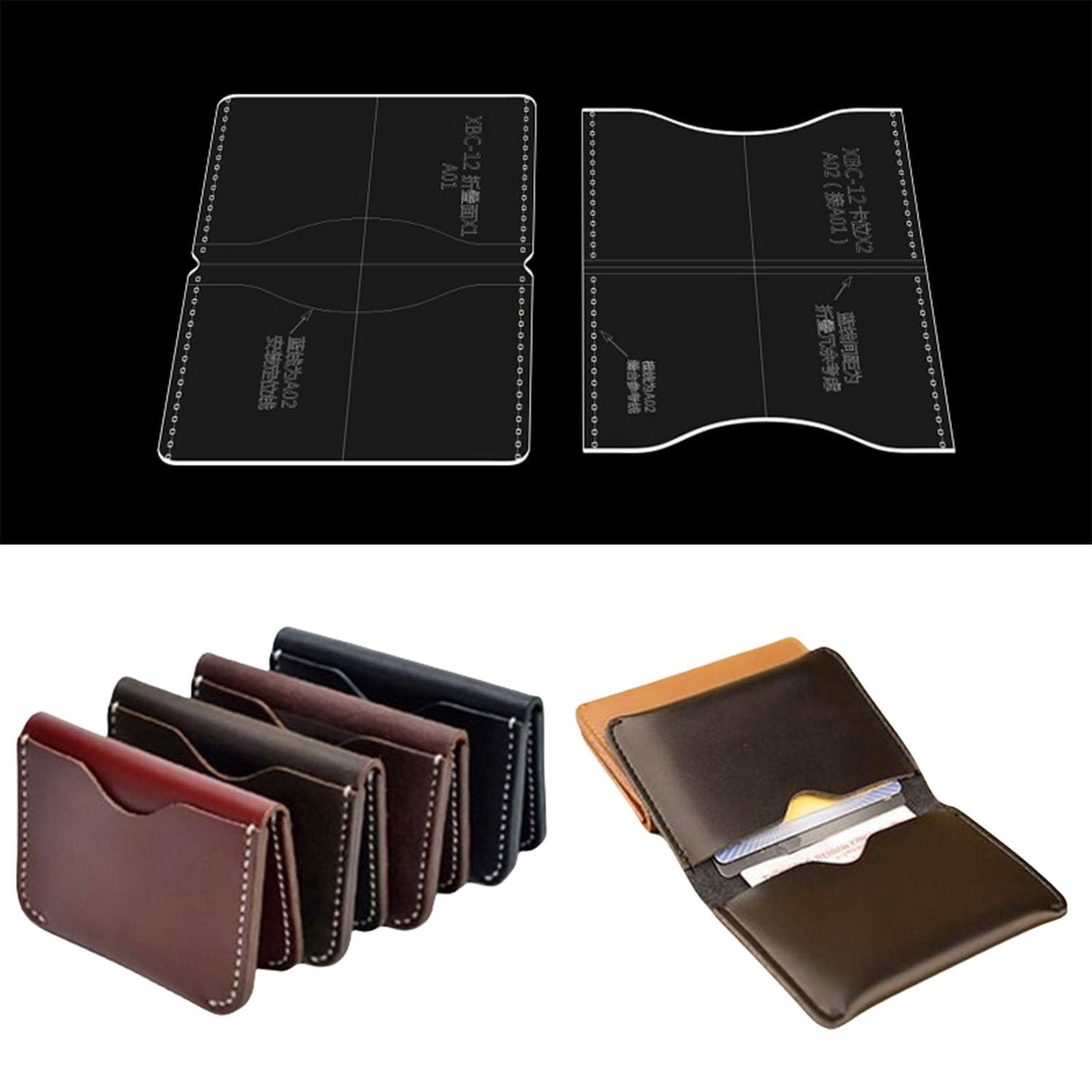 Amazon RIVEENY Leather Pattern Templates Acrylic Card Holder Template For Leather Bag Style A Arts Crafts Sewing