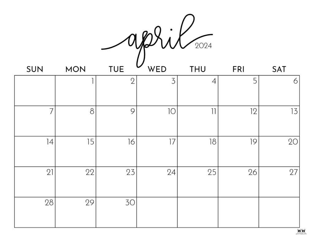 April 2024 Calendars 50 FREE Printables Printabulls
