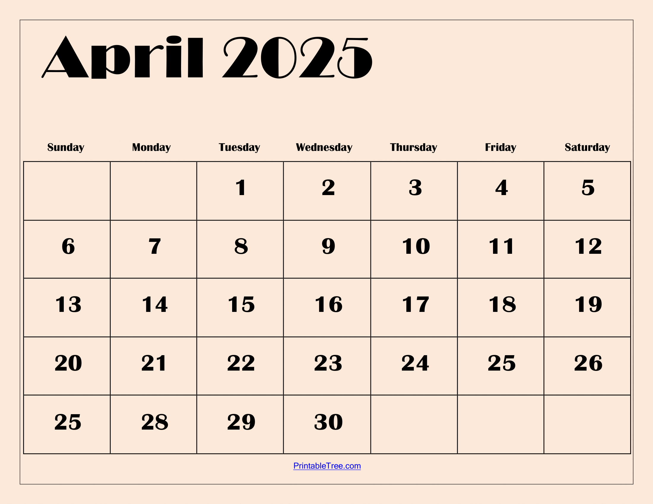 printable calendar april 2025 free printable