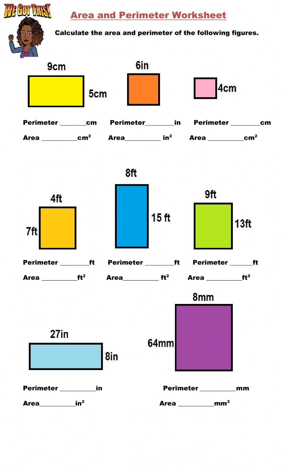 Area And Perimeter Worksheet For 4 6 Live Worksheets Worksheets Library