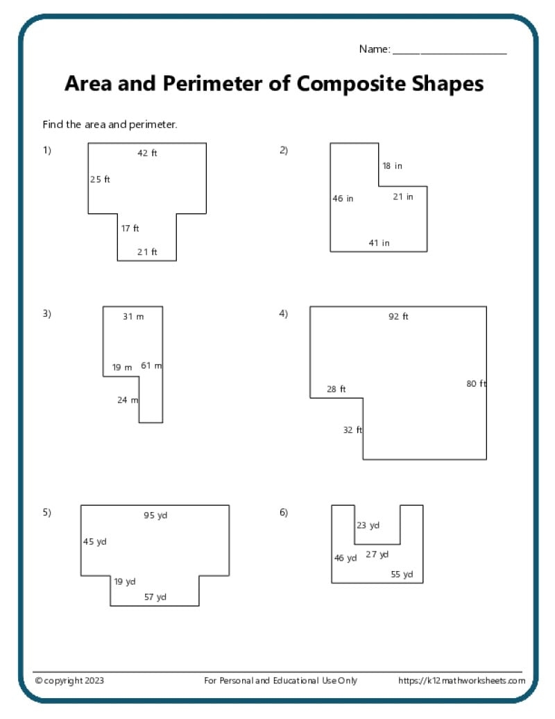 Area And Perimeter Worksheets
