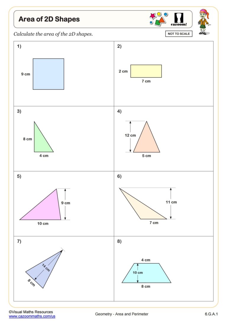 Area Of 2D Shapes Worksheet 6th Grade PDF Worksheets