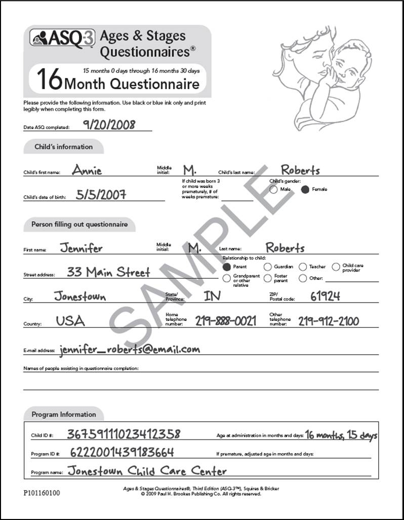 ASQ 3 16 month Questionnaire Ages And Stages