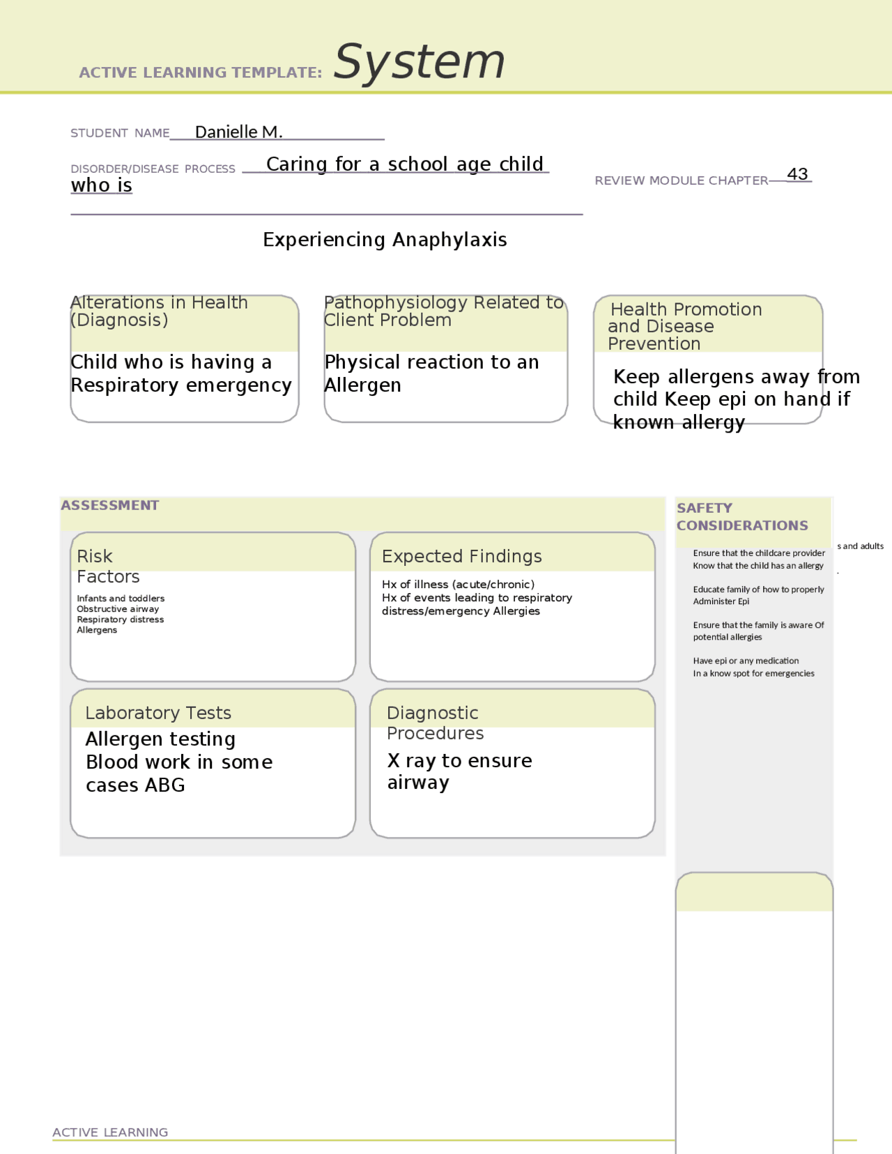 active learning template diagnostic procedure