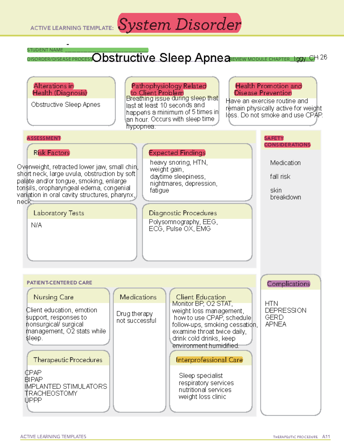 active learning template system disorder