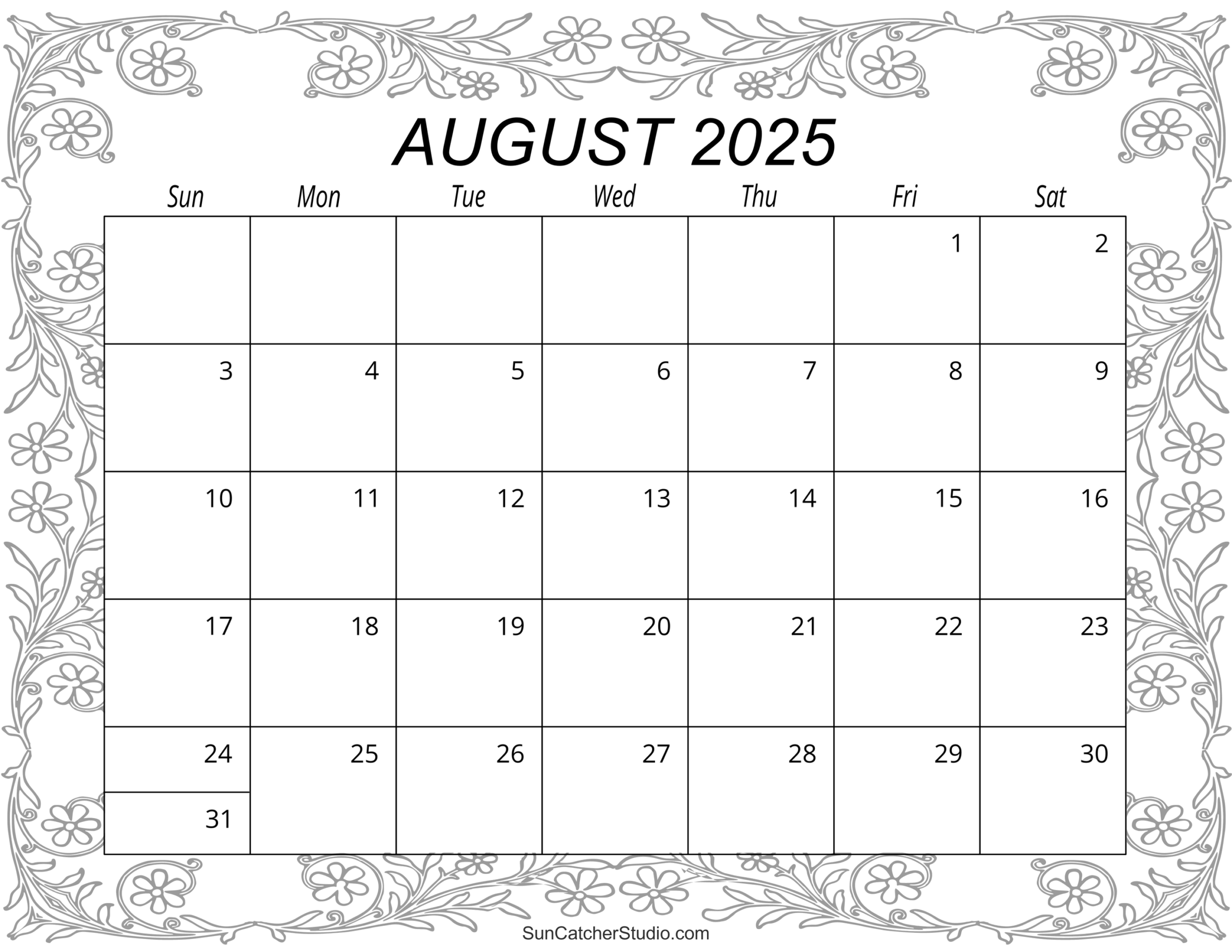 august 2025 printable blank calendar