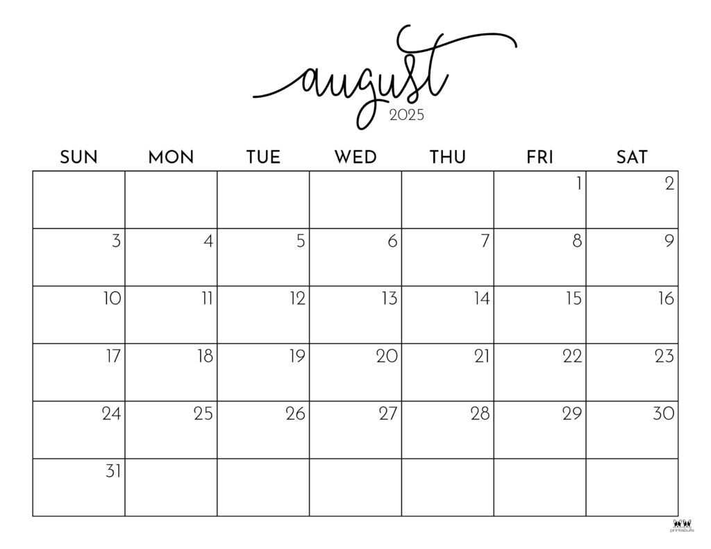 August 2025 Calendars 107 FREE Printables Printabulls August 2025 Calendars 107 FREE Printables Printabulls